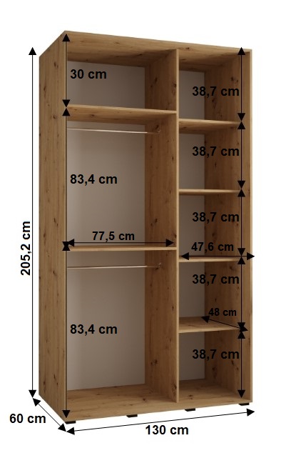 Šatní skříň Cannes 12 - hloubka 60 cm Barva korpusu: Bílá, Rozměry: 100 cm, Dveře: Černá