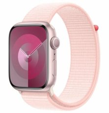 Apple Watch Series 9 GPS 45mm Ružové hliníkové telo - Svetloružový prevliekací remienok / 140-245 mm (MR9J3)