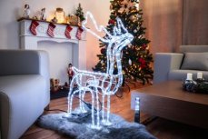 Dekorácia MagicHome Vianoce, Sob, 216x LED studená biela, s otočnou hlavou, 230V, 50 Hz, exteriér, 64,50x44,50x84 cm