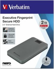 Verbatim Executive Fingerprint Secure 2TB šedá / Externý HDD / 2.5 / USB 3.2 Gen 1 / čítačka odtlačku prstov (53653)
