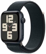 Apple Watch SE (2023) GPS 44mm Temne atramentové hliníkové telo - Temne atramentový prevliekací remienok / 140-245 mm (MREA3)