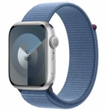 Apple Watch Series 9 GPS 45mm Stříbrné hliníkové tělo - Ledově modrý provlékací řemínek / 140–245 mm (MR9F3)