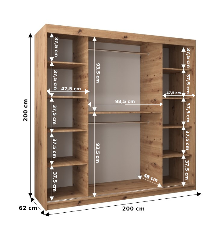 Šatní skříň Abi Mo Dveře: Dub sonoma, Rozměr: 150 cm, Korpus: Dub sonoma