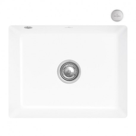 Villleroy & Boch Subway 60 SU keramický drez inštalácia pod dosku, s excentrom 54,5 x 44cm Stone White CeramicPlus 331002RW