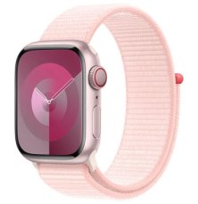 Apple Watch Series 9 GPS+Cellular 41mm Růžové hliníkové tělo - Světle růžový provlékací řemínek / 130–200 mm (MRJ13)