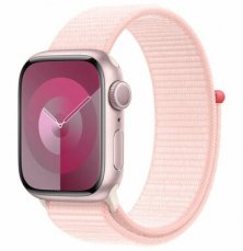 Apple Watch Series 9 GPS 41mm Růžové hliníkové tělo - Růžový provlékací řemínek / 130–200 mm (MR953)