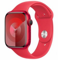 Apple Watch Series 9 GPS+Cellular 45mm hliníkové tělo (PRODUCT)RED / červený provlékací sportovní řemínek S/M (MRYE3)