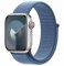 Apple Watch Series 9 GPS+Cellular 41mm stříbrné hliníkové tělo / ledově-modrý provlékací sportovní řemínek (MRHX3)