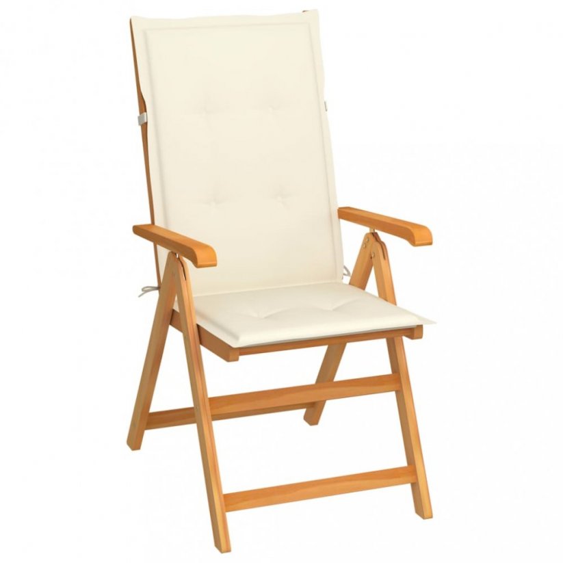 Skládací zahradní židle 4 ks s poduškami Dekorhome Bílá / červená