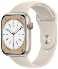 Apple Watch Series 8 GPS+Cellular 45mm Hvězdně bílé hliníkové tělo - Hvězdně bílý sportovní řemínek / doprodej (MNK73)