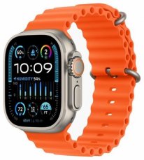 Apple Watch Ultra 2 GPS+Cellular 49mm Titanové tělo - Oranžový oceánský řemínek / 130–200 mm (MREH3F)
