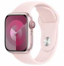 Apple Watch Series 9 GPS+Cellular 41mm Ružové hliníkové telo - Svetloružový športový remienok M/L / 150-200 mm (MRJ03)