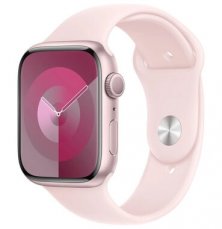Apple Watch Series 9 GPS 45mm Růžové hliníkové tělo - Světle růžový sportovní řemínek M/L / 160-210 mm (MR9H3)