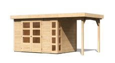 Dřevěný zahradní domek KERKO 4 s přístavkem 150 Lanitplast Přírodní dřevo