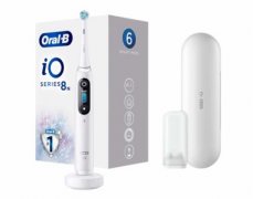 Oral-B iO 8N bílá / rotační zubní kartáček / 6 režimů / Bluetooth / časovač / tlakový senzor / displej / pouzdro (4210201302261)