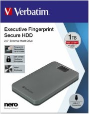 Verbatim Executive Fingerprint Secure 1TB šedá / Externý HDD / 2.5 / USB 3.2 Gen 1 / čítačka odtlačku prstov (53652)
