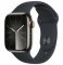 Apple Watch Series 9 GPS+Cellular 41mm Grafitové antikorové telo - Temne atramentový športový remienok M/L / 150-200 mm (MRJ93)