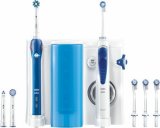 Oral-B Center OxyJet + Pre 2 bielo-modrá / rotačná zubná kefka + ústna sprcha / 3x hlava kefky / 4 trysky sprchy (4210201196655)