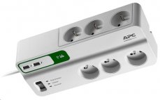 APC Essential SurgeArrest 6 outlets with 5V, 2.4A 2 port USB charger, 230V France, 2m - PM6U-FR