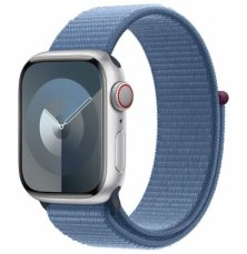 Apple Watch Series 9 GPS+Cellular 41mm strieborné hliníkové telo / ľadovo-modrý prevliekací športový remienok (MRHX3)