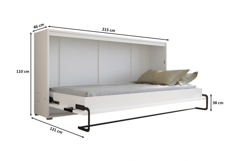 Vyklápěcí postel HH90 Barva korpusu: Bílá mat + Černý mat