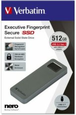 Verbatim SSD Executive Fingerprint Secure 512GB sivá / Externý SDD / USB 3.2 Gen.1 / čítanie:344 MBs / zápis: 356MBs (53656)
