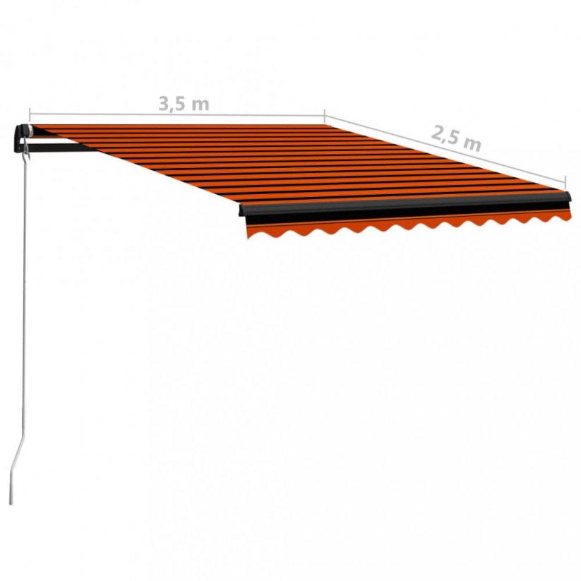 Ručně zatahovací markýza s LED světlem 350x250 cm Dekorhome Hnědá / oranžová