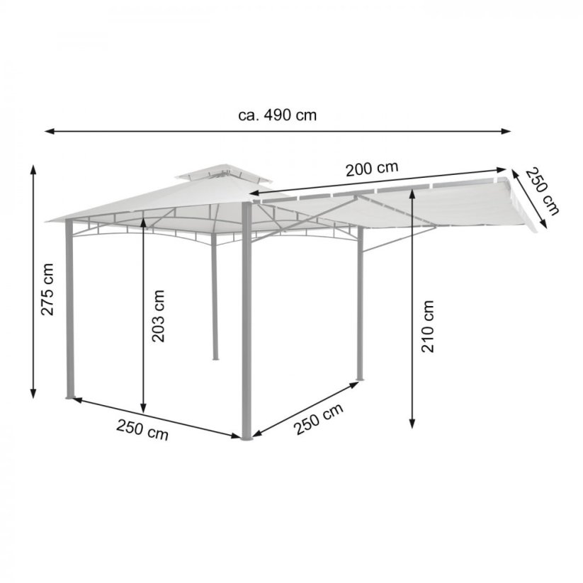 Pergola se stahovací střechou 2,5x2,5 m Béžová