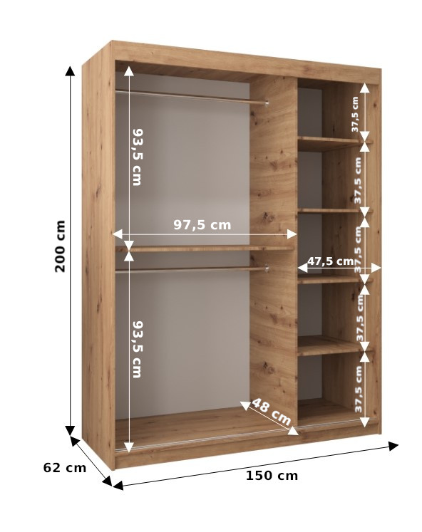 Šatní skříň Abi Mr Dveře: Bílá, Rozměr: 150 cm, Korpus: Bílá