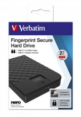 Verbatim Fingerprint Secure HDD 2TB čierna / Externý HDD / 2.5 SATA / USB-C 3.1 Gen 1 / odtlačok prsta / šifrovanie (53651)