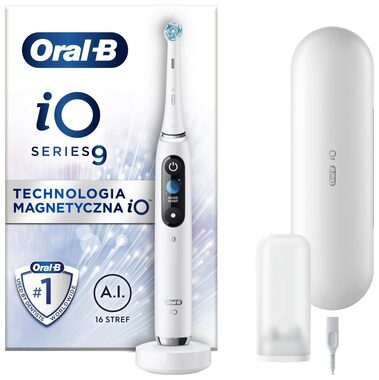 Oral-B iO Series 9 White Alabaster / Elektrický zubní kartáček / magnetický iO / 7 režimů /  AI / OLED (iO Series 9 White)