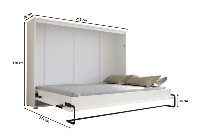 Vyklápěcí postel HH140 Barva korpusu: Bílá mat + Černý mat