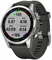 Garmin fenix 7S stříbrno-černá / Chytré hodinky / GPS / 1.2" / mapy / BT / WiFi / 10 ATM (010-02539-01)