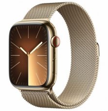 Apple Watch Series 9 GPS+Cellular 45mm Zlaté nerezové tělo - Zlatý Milanese Loop řemínek / 150–200 mm (MRMU3)