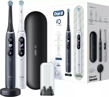 Oral-B iO Series 8 Duo / Elektrický zubní kartáček / magnetický iO / 6 režimů / OLED / senzor tlaku (iO Series 8 Duo Black White)