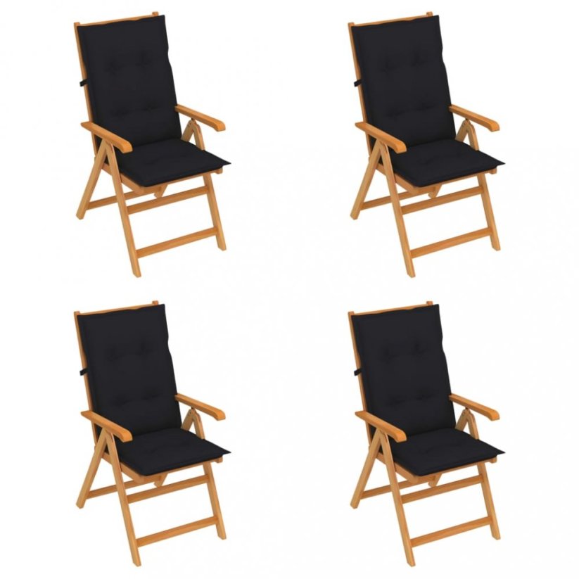 Skládací zahradní židle 4 ks s poduškami Dekorhome Krémová