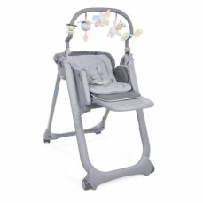 Chicco Židlička jídelní Polly Magic Relax – Graphite / 4-kolová / odnímatelný pultík / 5-bodové pásy / od 6 měsíců (8058664108732)