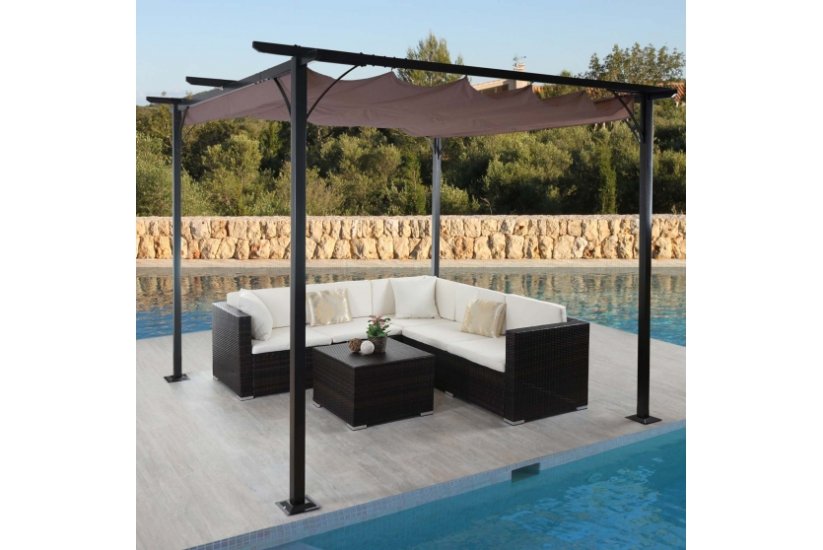 Pergola se stahovací střechou 3,5x3,5 m Dekorhome Šedohnědá taupe