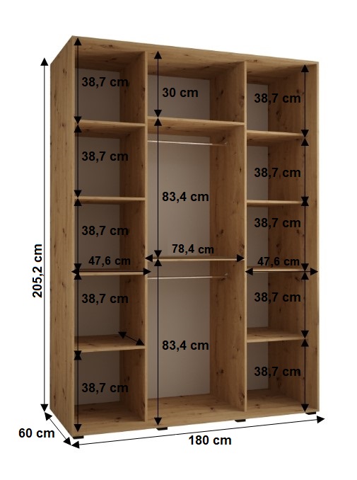 Šatní skříň Cannes 12 - hloubka 60 cm Barva korpusu: Bílá, Rozměry: 100 cm, Dveře: Černá