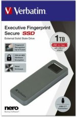 Verbatim SSD Executive Fingerprint Secure 1TB šedá / Externý SDD / USB 3.2 Gen.1 / čítanie:344 MBs / zápis: 356MBs (53657)