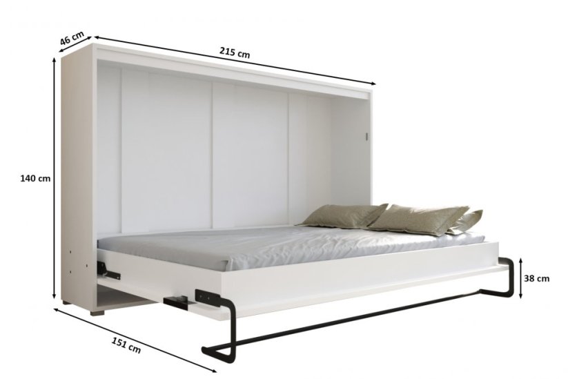 Vyklápěcí postel HH120 Barva korpusu: Bílá mat + Černý mat