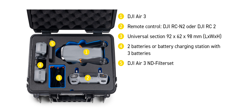B&W BW Outdoor Cases Type 3000 pre DJI Air 3 (Žltý) (126450)