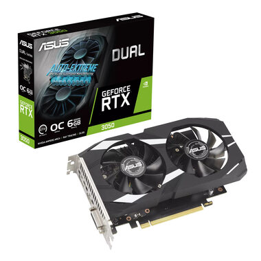 ASUS RTX3050 Dual OC 6GB / 1537 MHz / 6GB GDDR6 / 96-bit / DVI-D + HDMI + DP (90YV0K60-M0NA00)