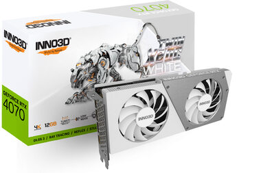 INNO3D GEFORCE RTX 4070 TWIN X2 OC WHITE / 2505 MHz / 12GB GDDR6X / 192bit / 1x HDMI + 3x DP / 200W (8) (N40702-126XX-185252W)