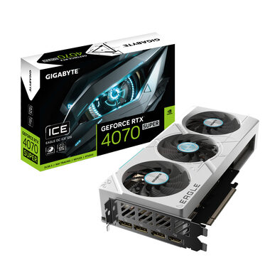 GIGABYTE GeForce RTX 4070 SUPER EAGLE ICE OC 12GB / 1980-2535 MHz / 12GB D6 / 192-bit / 1x HDMI  3x DP / (16) 700W (GV-N407SEAGLEOC ICE-12GD)